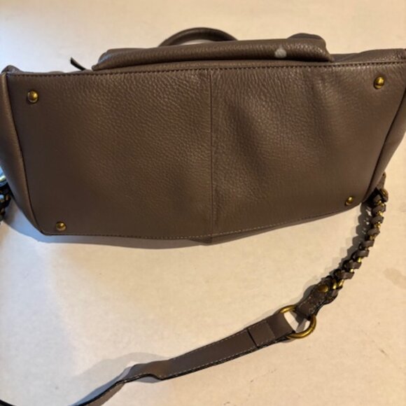 Elliott Lucca Italy Leather Grey Satchel Double Handle Detachable Shoulder Strap - Picture 6 of 7